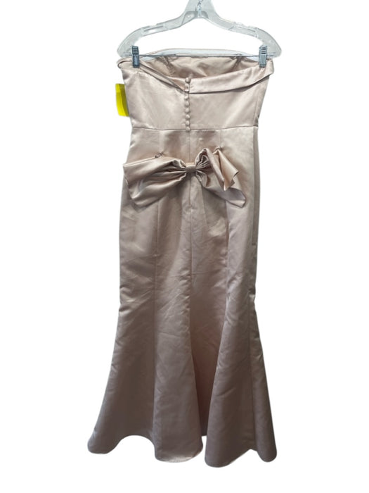 W Too Size 4 Gold Polyester Strapless Bow Detail Satin Gown Gold / 4