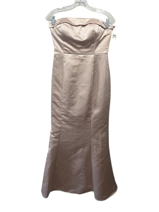 W Too Size 4 Gold Polyester Strapless Bow Detail Satin Gown Gold / 4