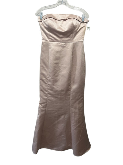 W Too Size 4 Gold Polyester Strapless Bow Detail Satin Gown Gold / 4