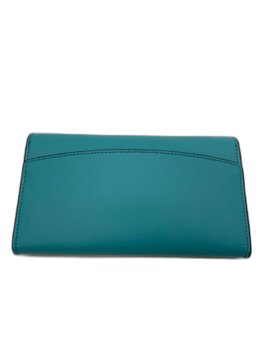 Kate Spade Torquoise & Coral Leather Scalloped Detachable Strap Crossbody Clutch Torquoise & Coral