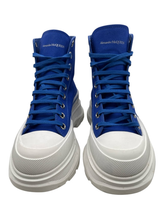 Alexander McQueen Shoe Size 39.5 Blue & White Canvas & Rubber Platform Sneakers Blue & White / 39.5