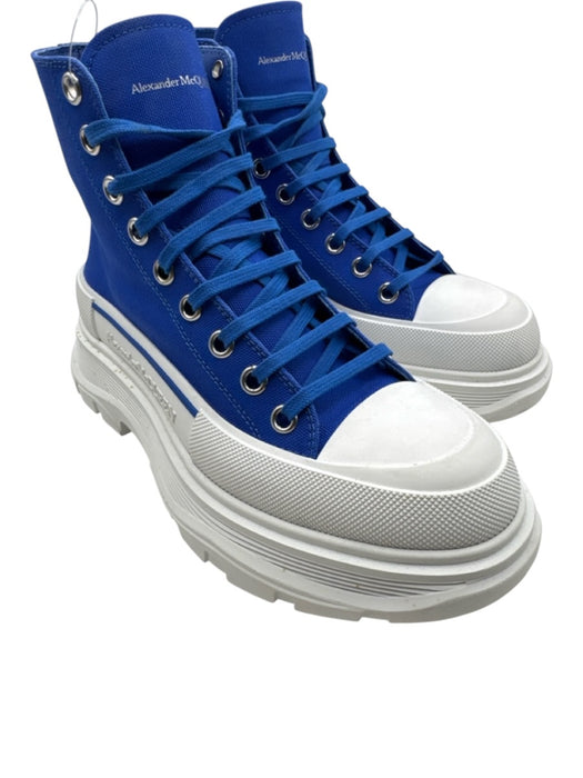 Alexander McQueen Shoe Size 39.5 Blue & White Canvas & Rubber Platform Sneakers Blue & White / 39.5