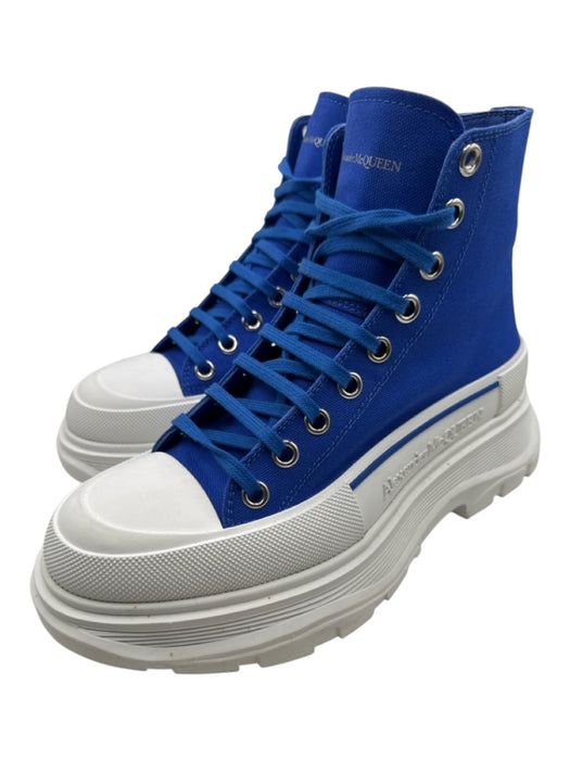 Alexander McQueen Shoe Size 39.5 Blue & White Canvas & Rubber Platform Sneakers Blue & White / 39.5