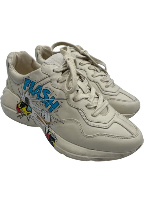 Gucci x Disney Shoe Size 5.5 White & Multi Leather Lace Up Graphic Sneakers White & Multi / 5.5