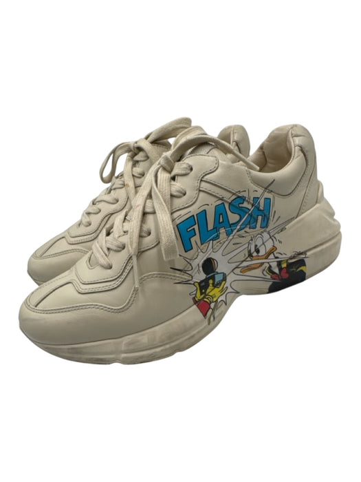 Gucci x Disney Shoe Size 5.5 White & Multi Leather Lace Up Graphic Sneakers White & Multi / 5.5