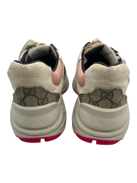 Gucci Shoe Size 38.5 White, Navy, Multi Leather Lace Up Guccissima Sneakers White, Navy, Multi / 38.5