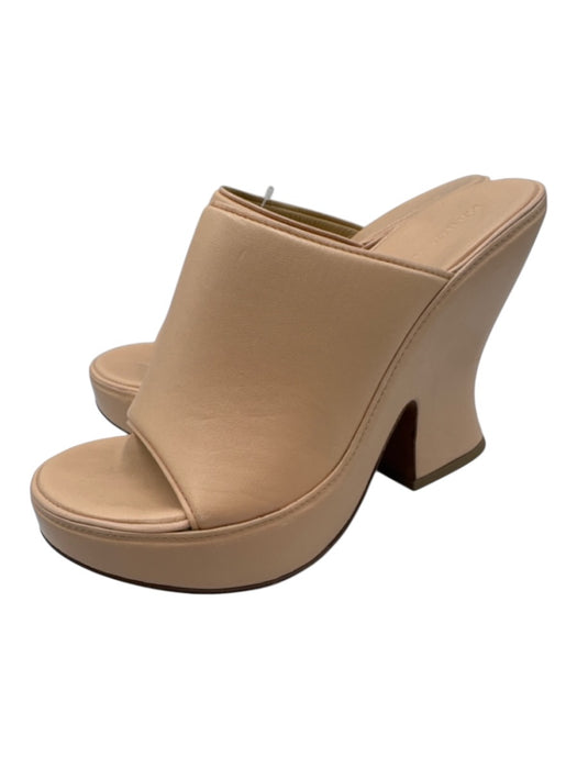 Bottega Veneta Shoe Size 39.5 Beige Pink Nappa Leather Wedge Open Toe Mules Beige Pink / 39.5