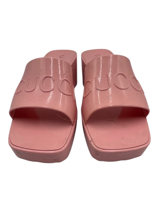 Gucci Shoe Size 38 Pink Rubber open toe Block Heel Square Toe Sandals Pink / 38
