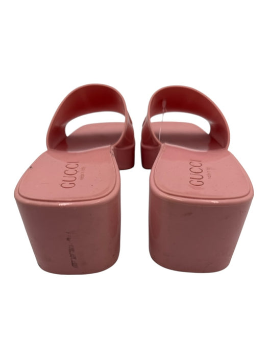 Gucci Shoe Size 38 Pink Rubber open toe Block Heel Square Toe Sandals Pink / 38