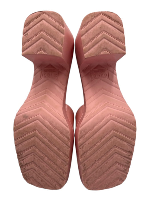 Gucci Shoe Size 38 Pink Rubber open toe Block Heel Square Toe Sandals Pink / 38