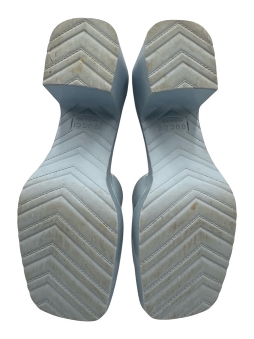 Gucci Shoe Size 38 Blue Rubber open toe Block Heel Square Toe Sandals Blue / 38