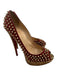 Christian Louboutin Shoe Size 39.5 Red, Brown, Beige Leather & Pony Hair Pumps Red, Brown, Beige / 39.5