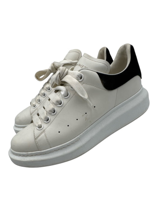 Alexander McQueen Shoe Size 39.5 White & Black Leather Lace Up Platform Sneakers White & Black / 39.5