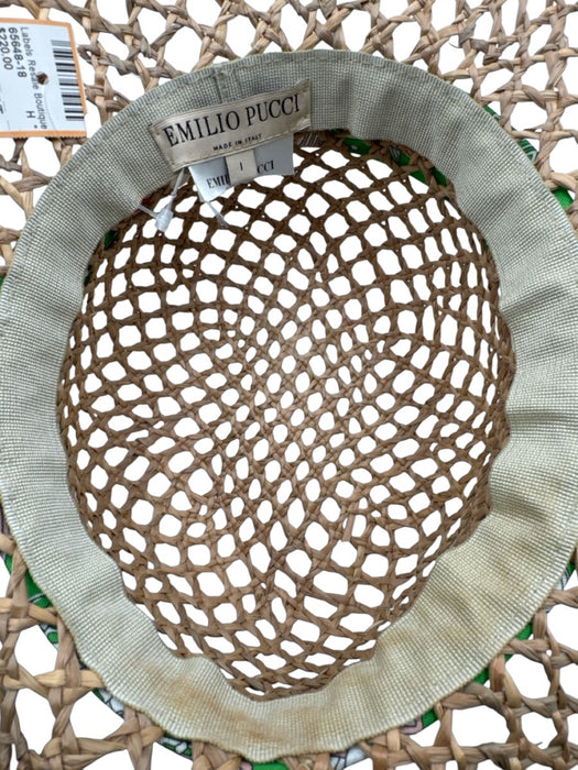 Emilio Pucci Beige Straw Silk Detail Round Hat Beige / 1