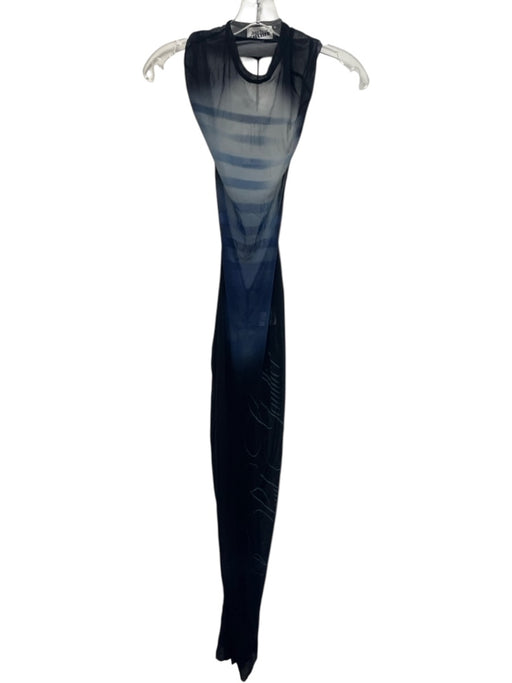 Jean Paul Gaultier Size S Navy & Blue Sheer Polyamide Ombre Backless Dress Navy & Blue / S