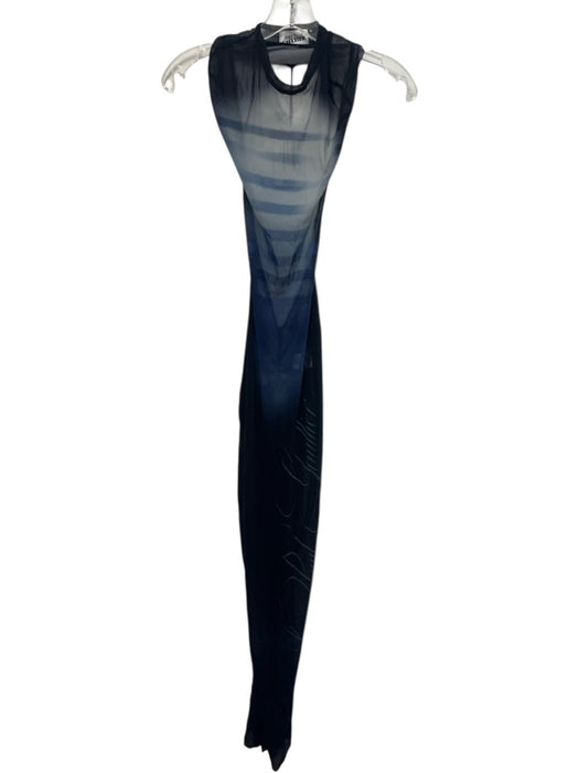 Jean Paul Gaultier Size S Navy & Blue Sheer Polyamide Ombre Backless Dress Navy & Blue / S