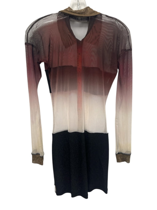 Ottolinger Size S Orange & Black Sheer Multi Color Striped Ombre Long Sleeve Top Orange & Black / S