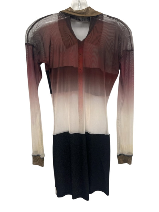 Ottolinger Size S Orange & Black Sheer Multi Color Striped Ombre Long Sleeve Top Orange & Black / S