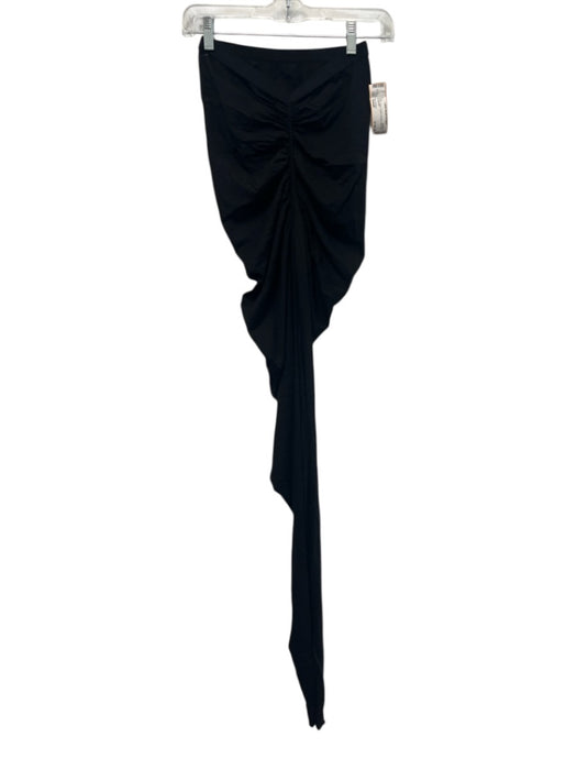 Rick Owens Size Small Black Cotton Ruched Maxi Slit Skirt Black / Small