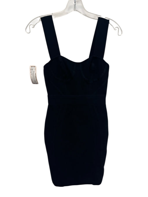 Herve Leger Size XS Black Viscose & Nylon Bandage Mini Dress Black / XS