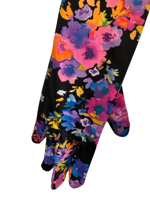Vetements Size XS Pink Orange Polyester & Elastane Mini Floral Long Sleeve Dress Pink Orange / XS