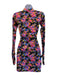 Vetements Size XS Pink Orange Polyester & Elastane Mini Floral Long Sleeve Dress Pink Orange / XS