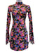 Vetements Size XS Pink Orange Polyester & Elastane Mini Floral Long Sleeve Dress Pink Orange / XS