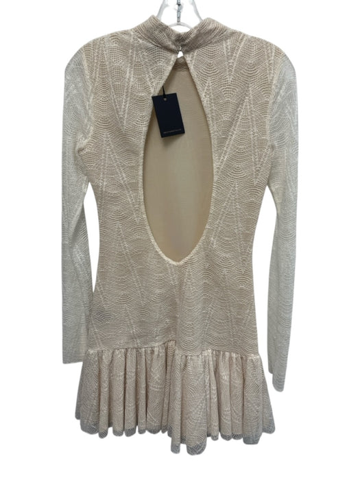 Michael Costello Size S Beige Nylon & Spandex Sheer Lace Mini Ruffle Dress Beige / S
