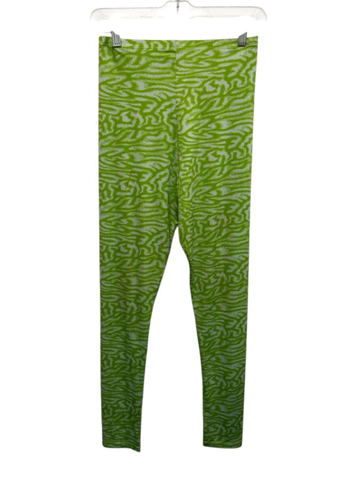 Maisie Wilen Good Size S Green & White Poly Blend Abstract Full Length Pants Green & White / S