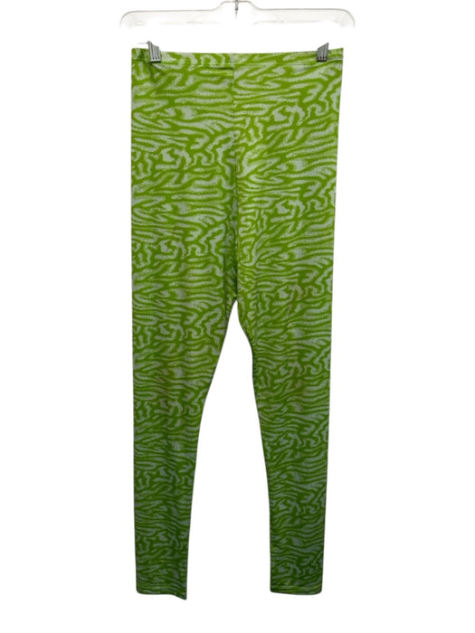 Maisie Wilen Good Size S Green & White Poly Blend Abstract Full Length Pants Green & White / S