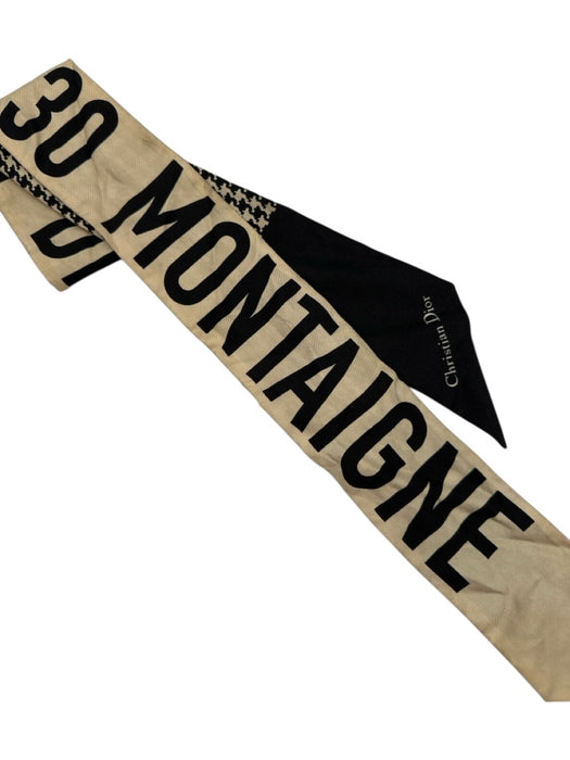 Christian Dior Black & Beige Silk Monogram Pattern Thin scarf Black & Beige / One Size