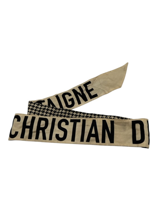 Christian Dior Black & Beige Silk Monogram Pattern Thin scarf Black & Beige / One Size