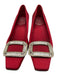 Roger Vivier Shoe Size 40 Red Leather Satin Square Toe Block Heel Pumps Red / 40