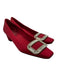 Roger Vivier Shoe Size 40 Red Leather Satin Square Toe Block Heel Pumps Red / 40