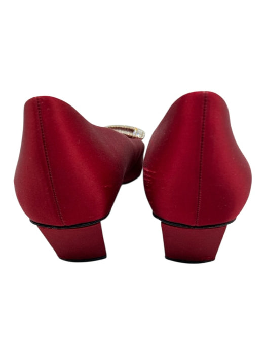 Roger Vivier Shoe Size 40 Red Leather Satin Square Toe Block Heel Pumps Red / 40