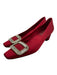 Roger Vivier Shoe Size 40 Red Leather Satin Square Toe Block Heel Pumps Red / 40