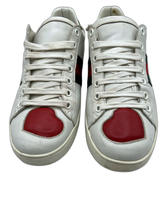 Gucci Shoe Size 39 White & Red Leather Low Top lace up Sneakers White & Red / 39