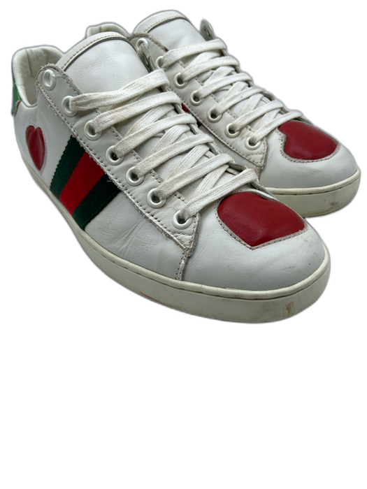 Gucci Shoe Size 39 White & Red Leather Low Top lace up Sneakers White & Red / 39