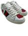 Gucci Shoe Size 39 White & Red Leather Low Top lace up Sneakers White & Red / 39