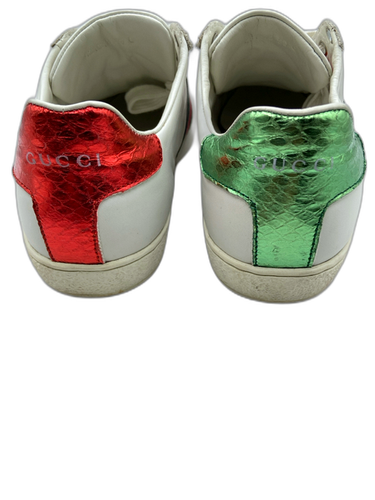 Gucci Shoe Size 39 White & Red Leather Low Top lace up Sneakers White & Red / 39