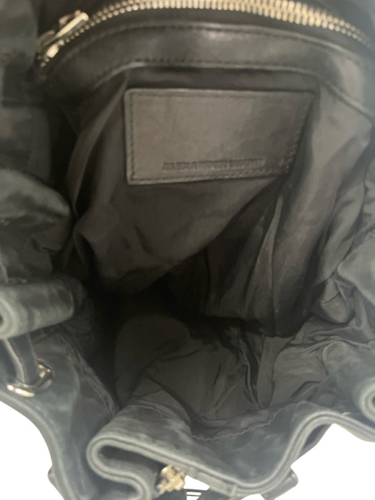 Alexander Wang Black Leather Silvertone hardware Zip Detail Backpack Bag Black