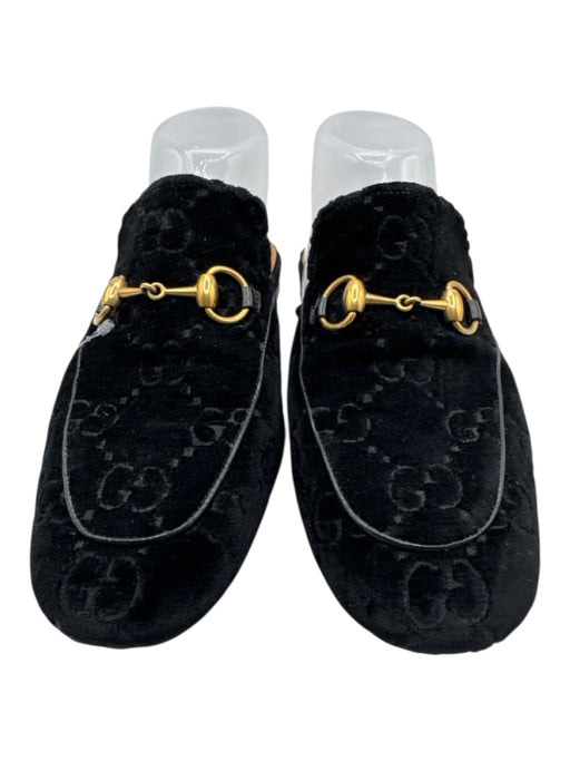 Gucci Shoe Size 6 Black Leather Velvet Guccissima Horsebit Shoes Black / 6