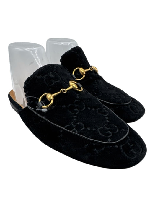 Gucci Shoe Size 6 Black Leather Velvet Guccissima Horsebit Shoes Black / 6