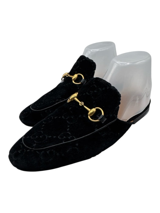 Gucci Shoe Size 6 Black Leather Velvet Guccissima Horsebit Shoes Black / 6