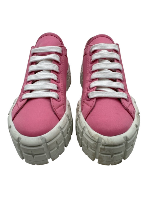 Prada Shoe Size 39 Pink & White Nylon Platform lace up Box & Bag inc Shoes Pink & White / 39
