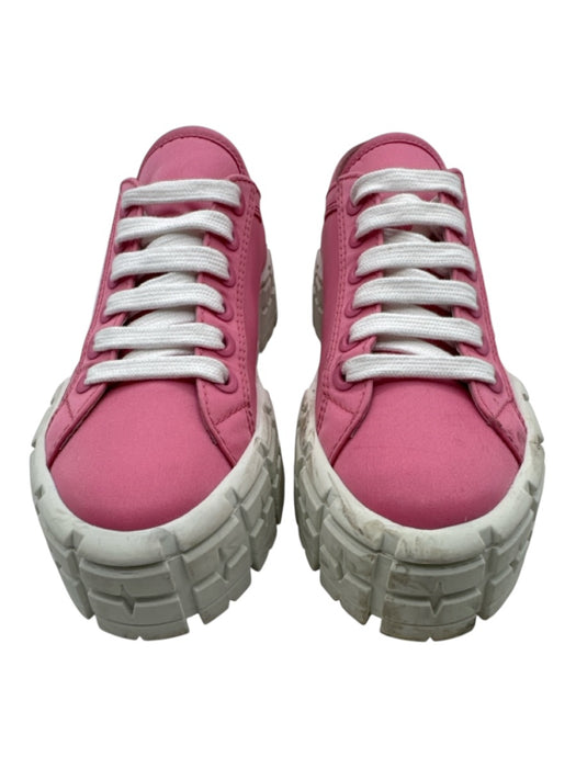 Prada Shoe Size 39 Pink & White Nylon Platform lace up Box & Bag inc Shoes Pink & White / 39