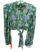 Olivaceous Size M Green & Multi Polyester Sheer Floral Long Balloon Sleeve Top Green & Multi / M