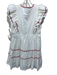 Crosby Size M White & Multi Tencel Blend Contrast Piping Ruffle Cap Sleeve Dress White & Multi / M