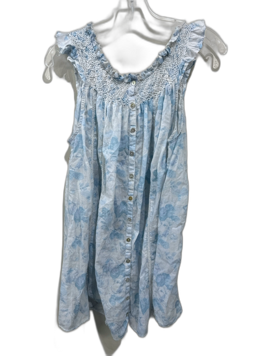 Loveshackfancy Size M Light blue & white Cotton Floral Button Back Tank Top Light blue & white / M