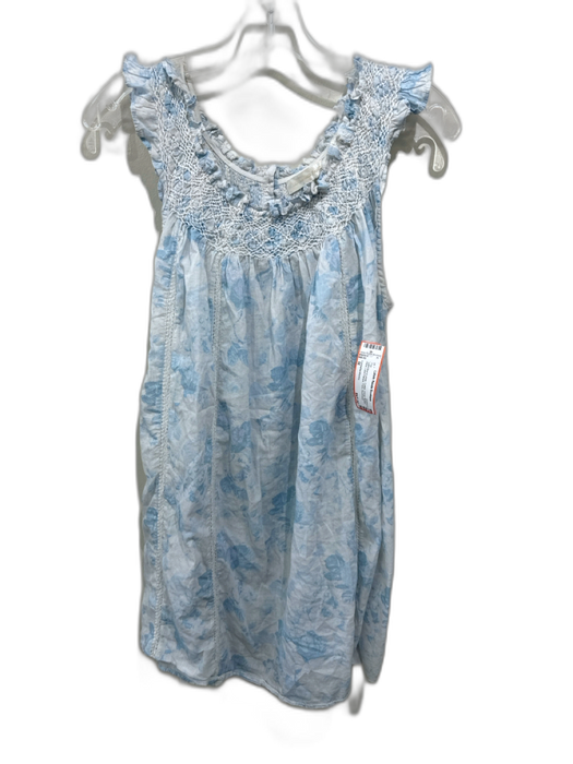 Loveshackfancy Size M Light blue & white Cotton Floral Button Back Tank Top Light blue & white / M